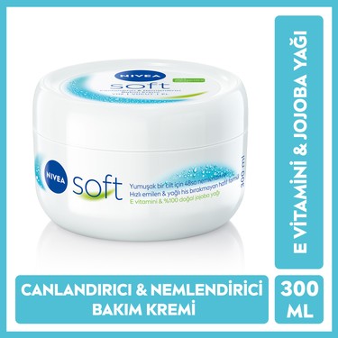 Nivea Nivea Soft Nemlendirici Bakım Kremi 300ml, Jojoba Yağı, Hızlı Emilir, Yağlı His Bırakmaz, El Yüz fiyatı ve görseli