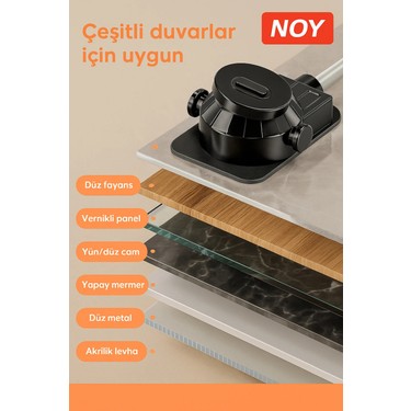 NOY NOY Duş Başlığı Tutucu Güçlü Yapışkanlı Su Geçirmez Ayarlanabilir Delmeden Montaj Duş — 4. ürün görseli