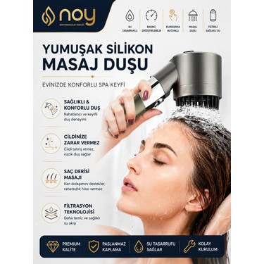 NOY NOY Filtreli Duş Başlığı Yedek Filtre Hediyeli (3 Adet) Klor ve Kireç Önleyici, Yüksek — 2. ürün görseli