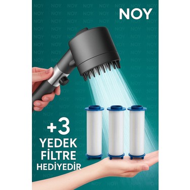 NOY NOY Filtreli Duş Başlığı Yedek Filtre Hediyeli (3 Adet) Klor ve Kireç Önleyici, Yüksek — 6. ürün görseli