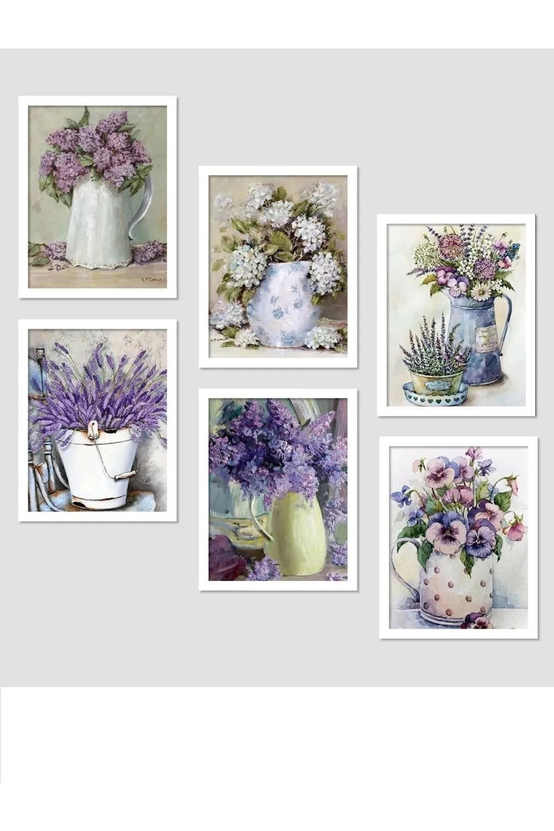 Nt Handmade 6 Parça Vazoda Mor Çiçekler Duvar Dekoru Salon Oturma Yatak Odası Ofis Için 20X15 Tablo — 2. ürün görseli