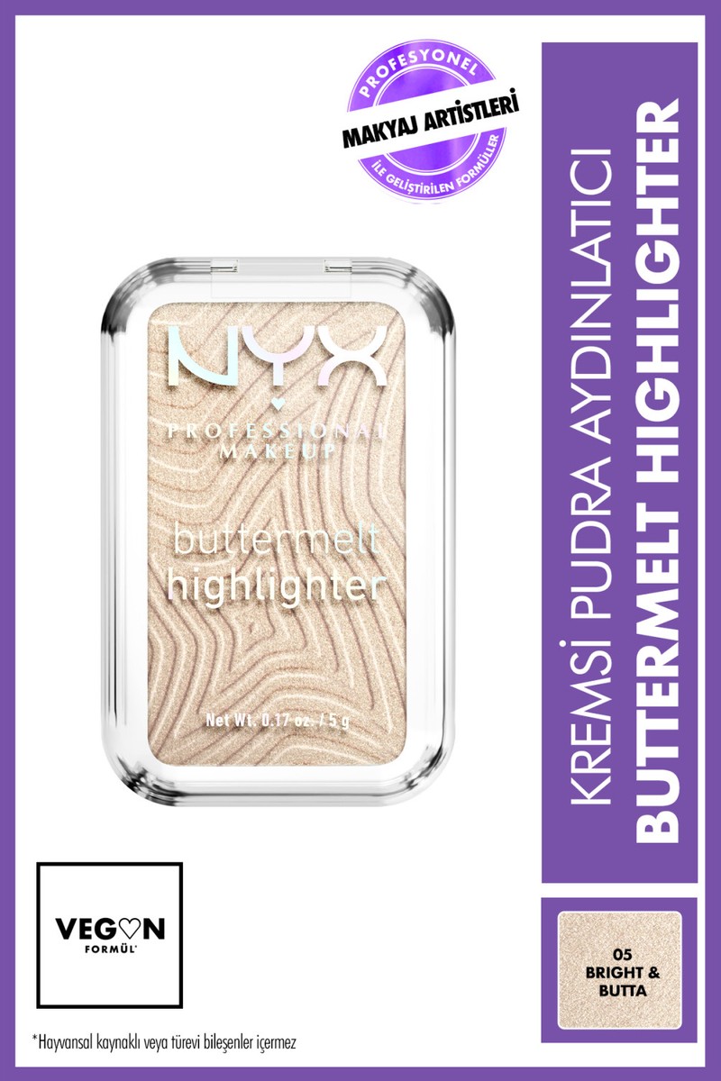 NYX Professional Makeup NYX Professional Makeup Buttermelt Highlighter Kremsi Pudra  - 05 Bright & — 6. ürün görseli