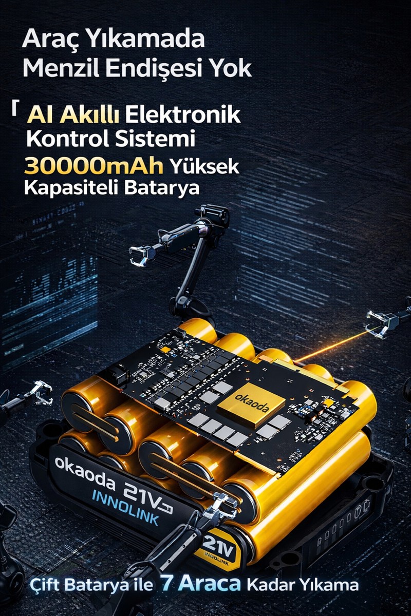 Okaoda Okaoda 4820 Fırçasız Motor Çift Pil Şarjlı Yüksek Basınç Oto Araba Yıkama ve Bahçe Temiz Makinesi — 3. ürün görseli