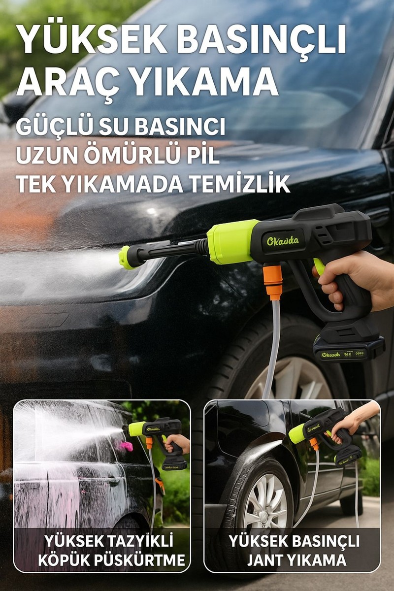 Okaoda Okaoda Çift Pil 775 Büyük Motor Oto Araba Bahçe Klima Halı Şarjlı Yüksek Basınç Yikama Tabancasi Makine — 2. ürün görseli
