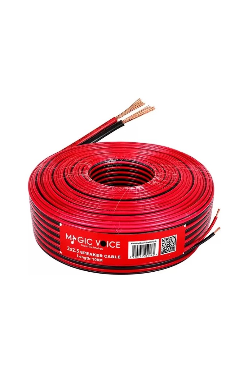 ÖNÇ - PRİME Magicvoice MV-29560 2X2.50MM Siyah Kırmızı 100 Metre Cca Hoparlör Ses Kablosu