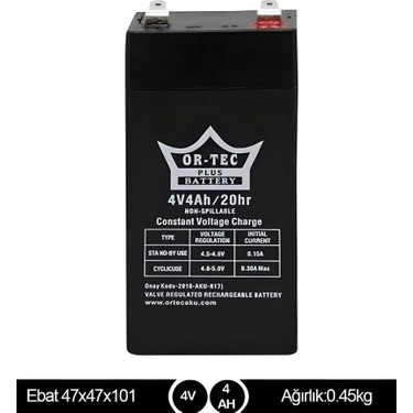 Or-Tec Or-Tec Ortec 4 V 4 Ah Kuru Akü Kesintisiz Güç Kaynağı İçin Uygun Aydınlatma ve Güneş Enerji fiyatı ve görseli