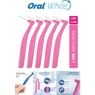 Oral White Oral White Arayüz Fırçası 0.6 mm Pembe Renkli 5 Adet Dişler Arası Temizlik — 2. ürün görseli