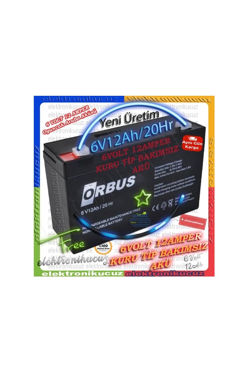 Orbus Orbus Pilsan Oyuncak Uyumlu 6V 12AH Akü Yeni Tarihli Ürün 6 Volt 12 Amper Akü 6V 12AH Kuru Bakımsız — 2. ürün görseli