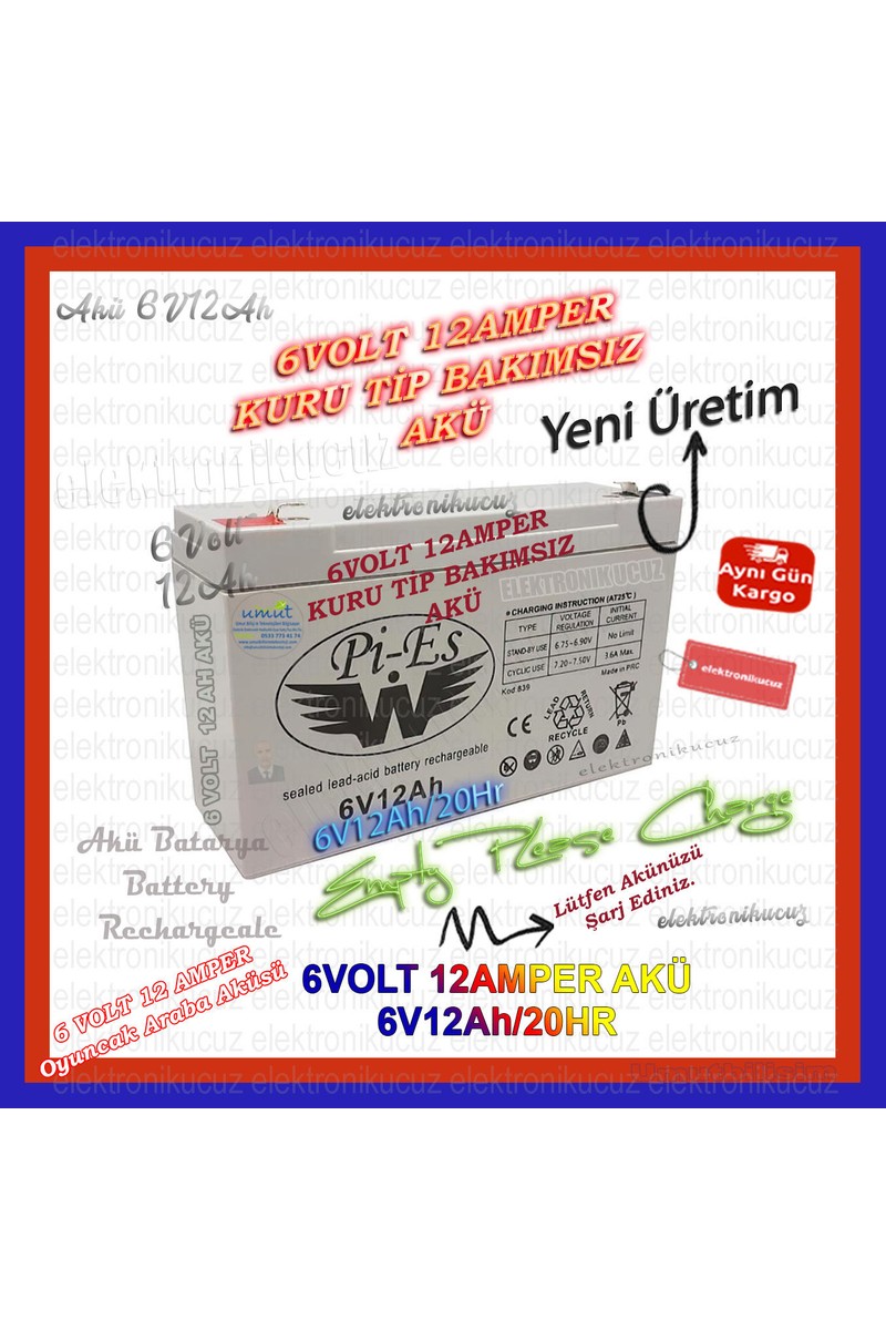 Orbus Orbus Pilsan Oyuncak Uyumlu 6V 12AH Akü Yeni Tarihli Ürün 6 Volt 12 Amper Akü 6V 12AH Kuru Bakımsız — 3. ürün görseli