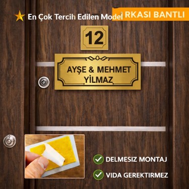 Outdoor One Outdoor One Kişiye Özel Kapı İsimlikleri | Aynı Gün Üretim | Hediyelik Konsept Lüks Gold Kapı fiyatı ve görseli