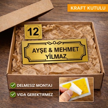 Outdoor One Outdoor One Kişiye Özel Kapı İsimlikleri | Aynı Gün Üretim | Hediyelik Konsept Lüks Gold Kapı — 2. ürün görseli