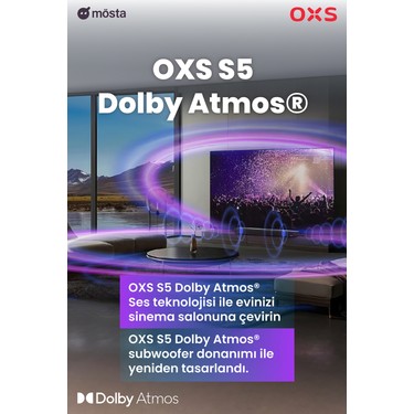 Oxs Oxs S5 Dolby Atmos HDMI Earc, Dolby Atmos 3.1.2 Dahili Subwoofer Tv Için Sound — 6. ürün görseli