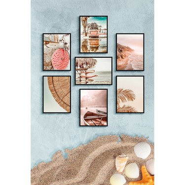 Özcanlar Çerçeve Özcanlar Çerçeve Özcanlar 7 Parça Renkli MDF Tablo Seti Yaz Tatil Temalı Çerçevesiz 20x30 cm Modern fiyatı ve görseli