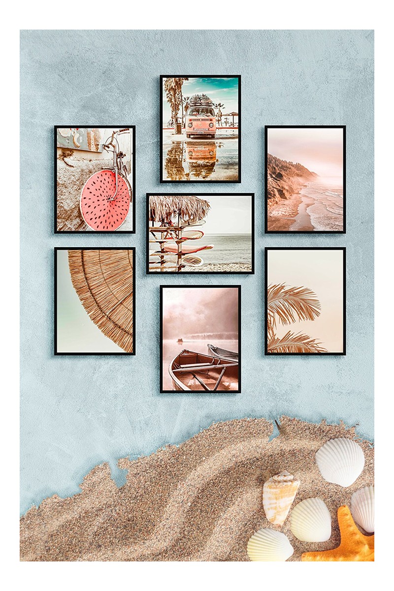 Özcanlar Çerçeve Özcanlar Çerçeve Özcanlar 7 Parça Renkli MDF Tablo Seti Yaz Tatil Temalı Çerçevesiz 20x30 cm Modern — 4. ürün görseli