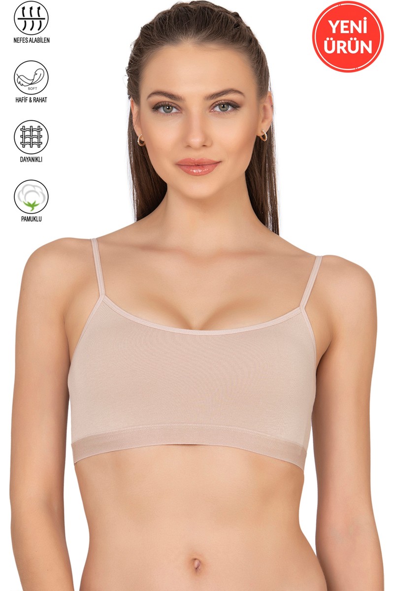 Özkan Underwear Özkan 27409 Kadın Pamuklu Likralı Çıkarılabilir Pedli Balensiz Süprem Kumaş Ip Askılı Sporcu Sütyen — 6. ürün görseli