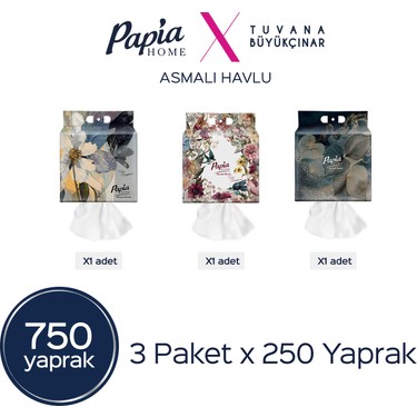 Papia Papia Home Asmalı Havlu 750 Yaprak (3 Paketx250 fiyatı ve görseli