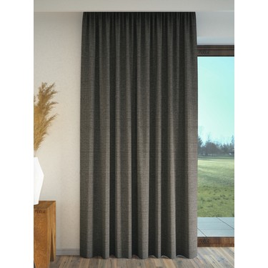 Perle Perle Koyu Gri Renk Keten Dokulu Fon Perde Ekstrafor Büzgülü Modern Tasarım 100 x 250 fiyatı ve görseli