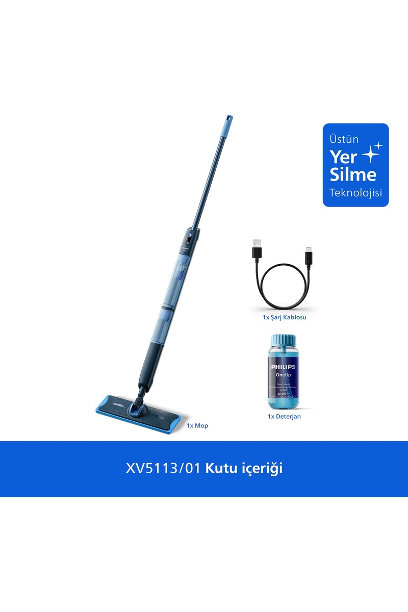 Philips 5000 Serisi OneUp Elektrikli Mop, 360° başlık ile zahmetsiz kullanım, (XV5113/01)