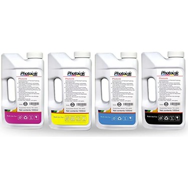 Photoink 1000 ml  Uyumlu ,  Yazıcılar Için Uyumlu 4 Renk 1000 ml Mürekkep Seti ( Akıllı fiyatı ve görseli