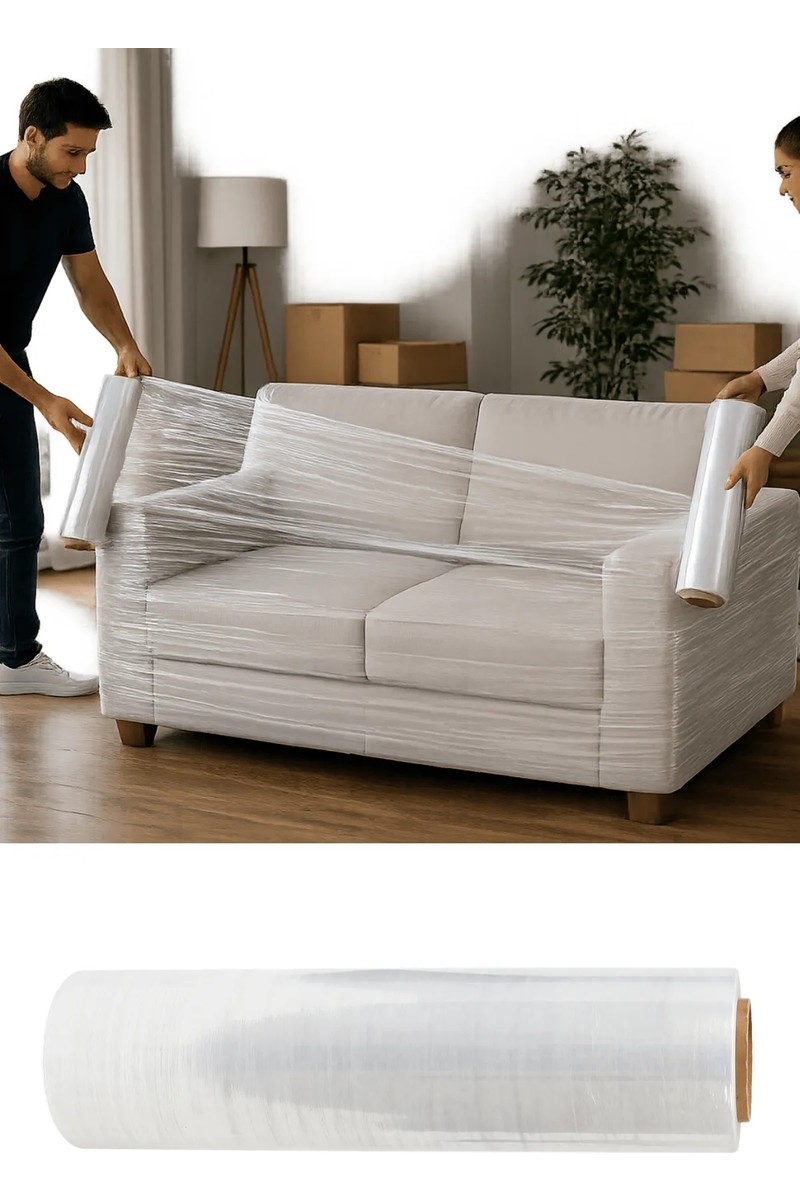 Plas+Plus Plas+Plus El Tipi Şeffaf Streç Film Mobilya Eşya Koli Palet Paket Taşıma Sarma Koruma 50 cm x 300 m 17 Mikron — 3. ürün görseli