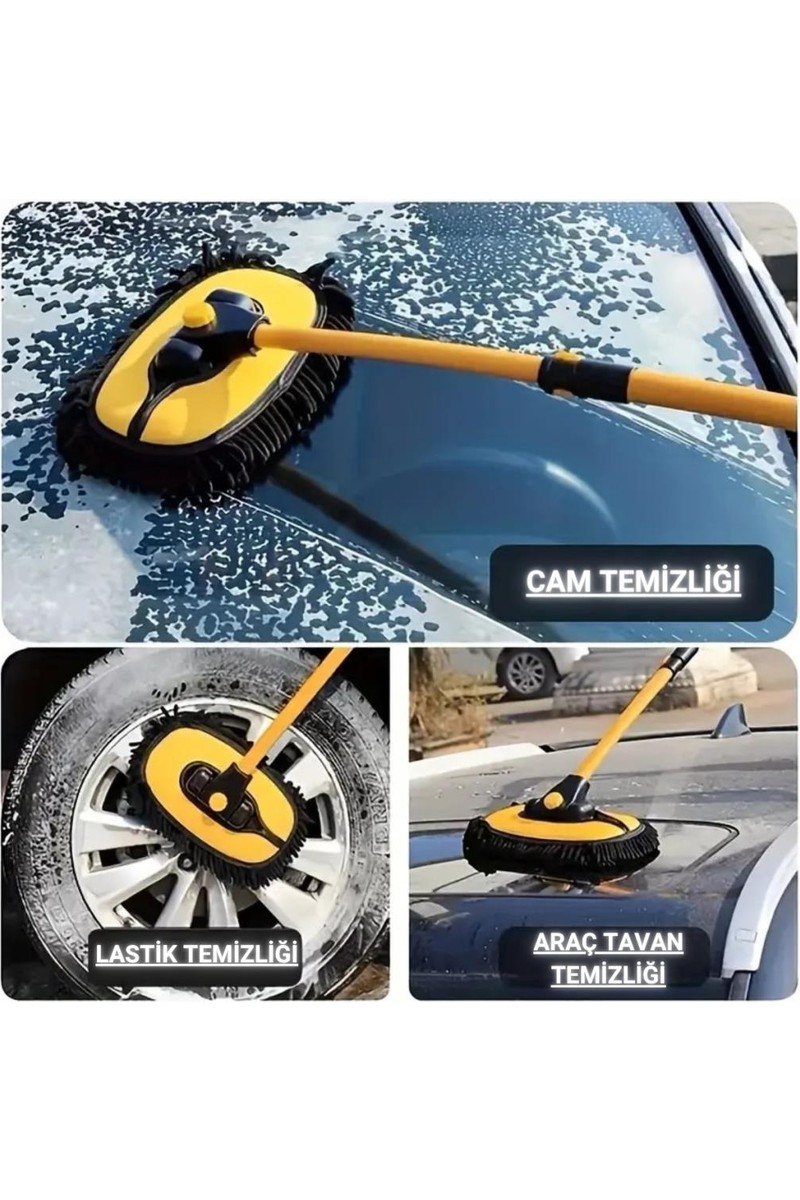 Polham Polham 100CM Uzayabilen Teleskopik Saplı Kuru Islak Araç Temizleme Fırçası, Iz ve Çizik Bırkaz Fırça — 2. ürün görseli