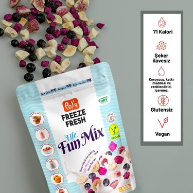 Pol's Freeze Fresh Pol's Freeze Fresh Dondurularak Kurutulmuş Fun Mix 20 gr Türkiye Menşeli Katkısız Meyve fiyatı ve görseli