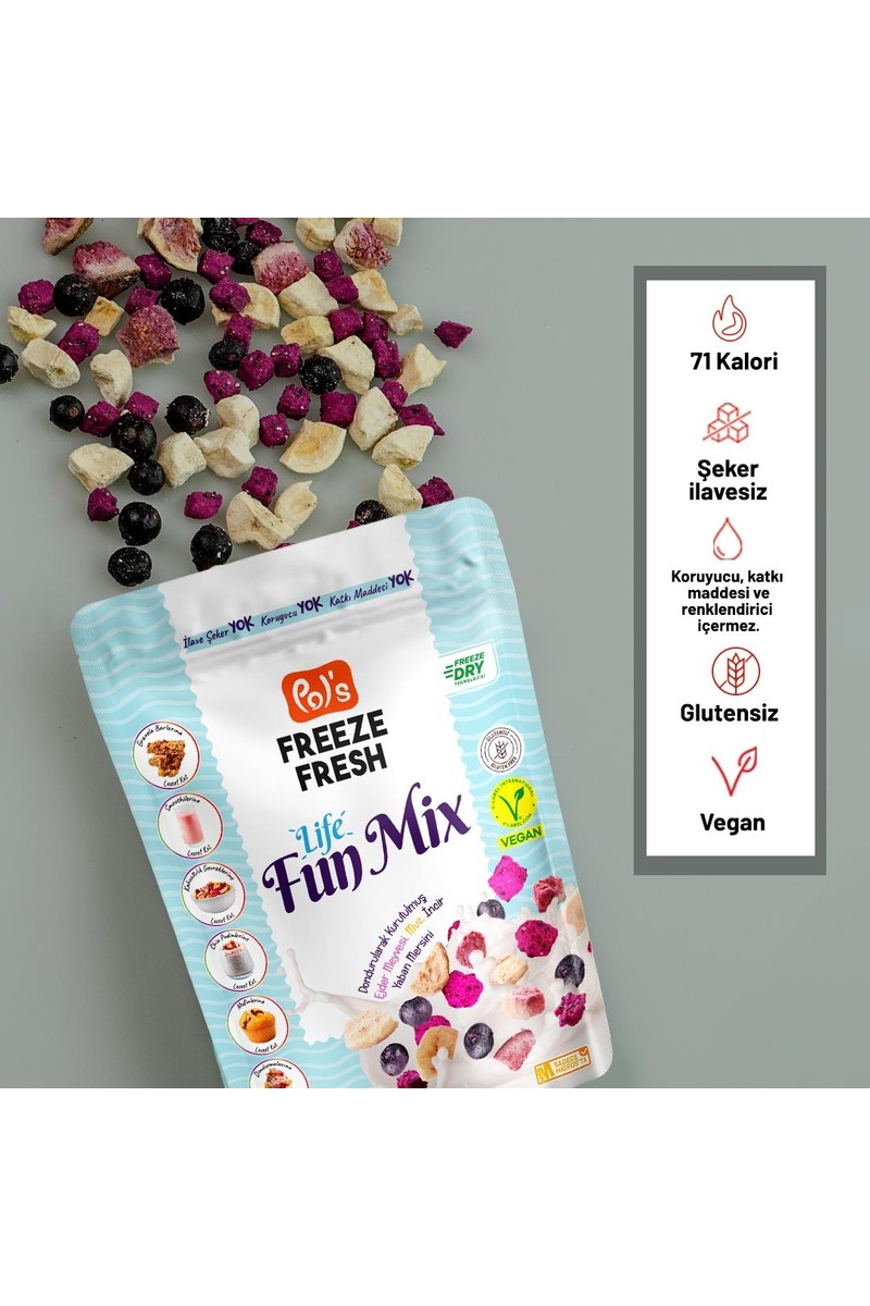 Pol's Freeze Fresh Pol's Freeze Fresh Dondurularak Kurutulmuş Fun Mix 20 gr Türkiye Menşeli Katkısız Meyve — 5. ürün görseli