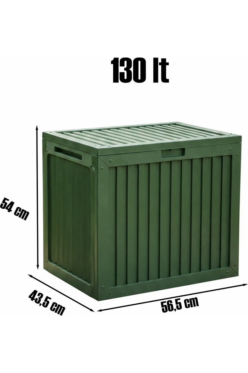 Porsima Porsima 161001-005 130LT Kilitli Organizer Kapaklı Bahçe Balkon Kiler Sandığı Çok Amaçlı Depolama Sandığı Yeşil — 3. ürün görseli