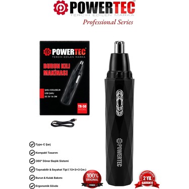 Powertec Powertec Tr-50 Profesyonel Type-C Şarjlı Burun & Kulak Kılı Tıraş fiyatı ve görseli