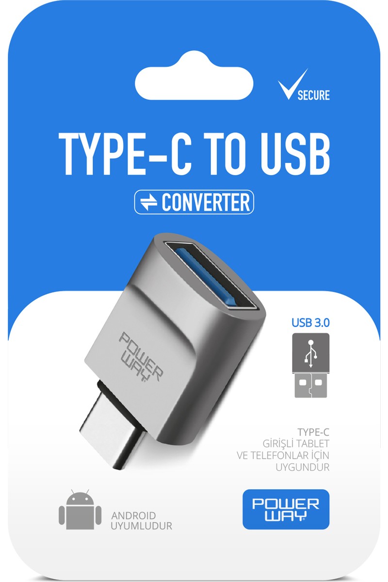 Powerway Powerway  Type-C To USB 3.0 (Yüksek Hızlı) Veri Aktarımı Otg Çevirici Dönüştürücü — 4. ürün görseli