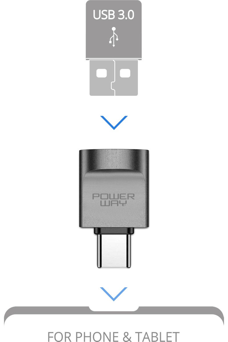 Powerway Powerway  Type-C To USB 3.0 (Yüksek Hızlı) Veri Aktarımı Otg Çevirici Dönüştürücü — 6. ürün görseli