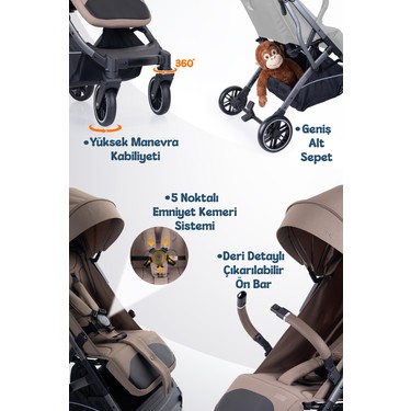 Prego Prego Lotus Pro Kabin Boy Bebek Arabası - Tek Elle Katlanır -Hafif -Uv Tenteli - Yağmurluk-Ayak — 4. ürün görseli