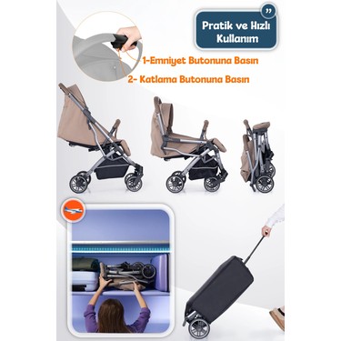 Prego Prego Lotus Pro Kabin Boy Bebek Arabası - Tek Elle Katlanır -Hafif -Uv Tenteli - Yağmurluk-Ayak — 5. ürün görseli