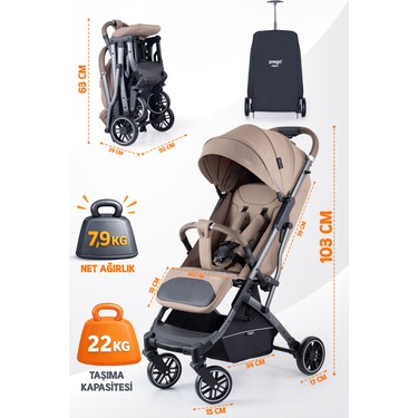 Prego Prego Lotus Pro Kabin Boy Bebek Arabası - Tek Elle Katlanır -Hafif -Uv Tenteli - Yağmurluk-Ayak — 6. ürün görseli