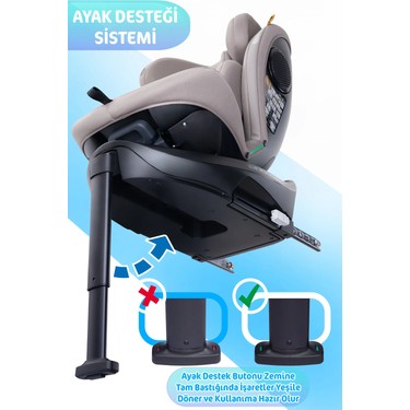 Prego Prego Omegafix Alarmlı 360 Derece Dönebilen -0-36 kg -I-Size Belgeli - Destek Ayaklı Oto — 4. ürün görseli