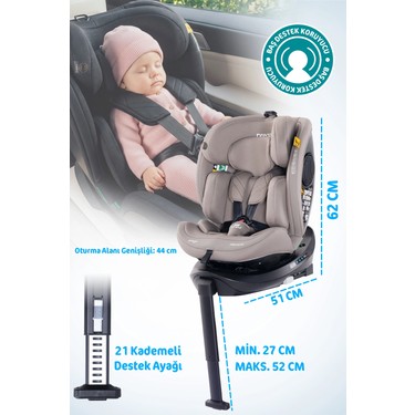 Prego Prego Omegafix Alarmlı 360 Derece Dönebilen -0-36 kg -I-Size Belgeli - Destek Ayaklı Oto — 5. ürün görseli
