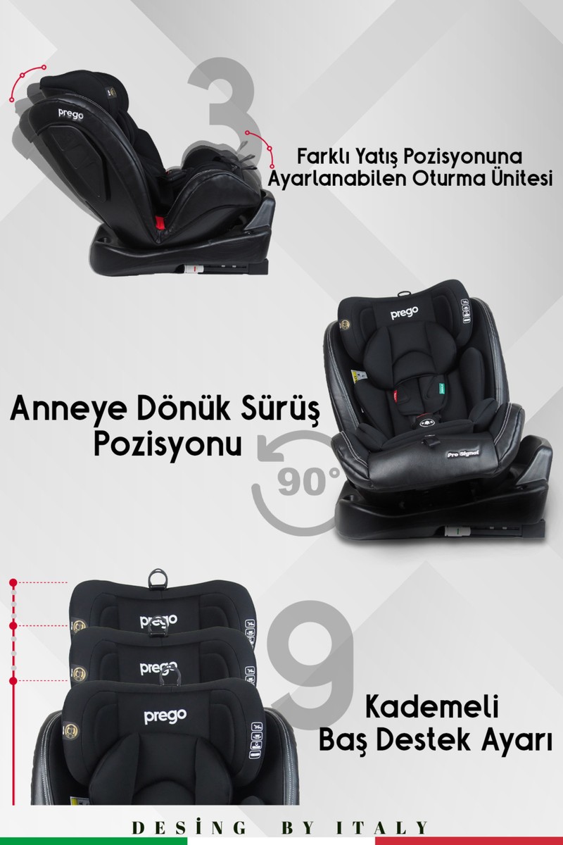 Prego Prego Profix Pro Signal 360 Derece Dönebilen 0-36 kg Isofixli Oto Koltuğu — 2. ürün görseli