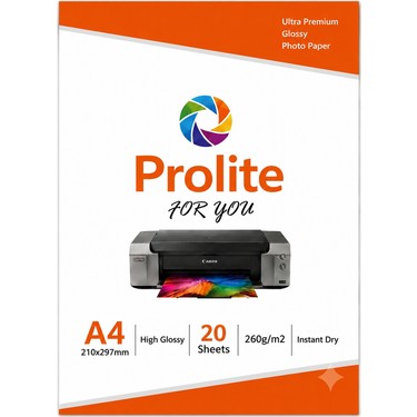 Prolite Prolite A4 Parlak Fotoğraf Resim Baskı Kağıdı 20 Sayfa 260 g Ultra Glossy Yazıcılarla — 5. ürün görseli