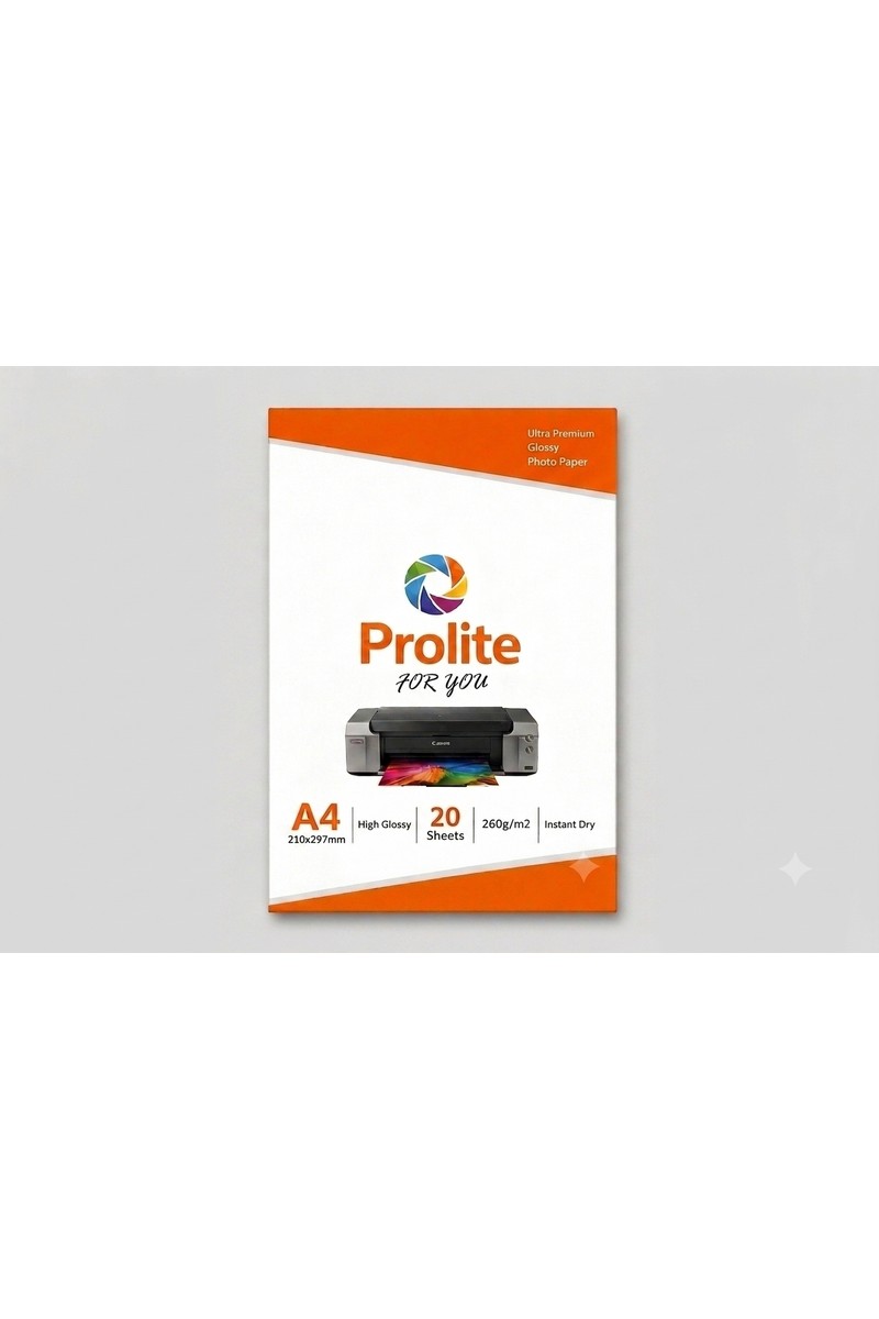 Prolite Prolite A4 Parlak Fotoğraf Resim Baskı Kağıdı 20 Sayfa 260 g Ultra Glossy Yazıcılarla — 6. ürün görseli