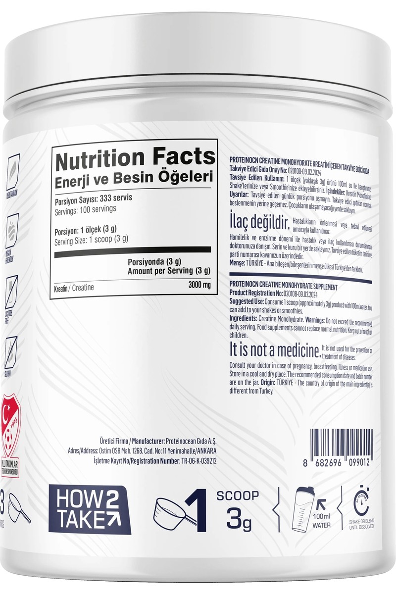Proteinocean Proteinocean  CREATİNE - 1Kg- 333 — 6. ürün görseli