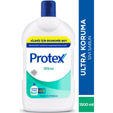 Protex Protex 1500 ml Şeffaf Sıvı Sabun - Nemlendirici ve %97 Doğada Çözünebilen Ultra Koruma fiyatı ve görseli