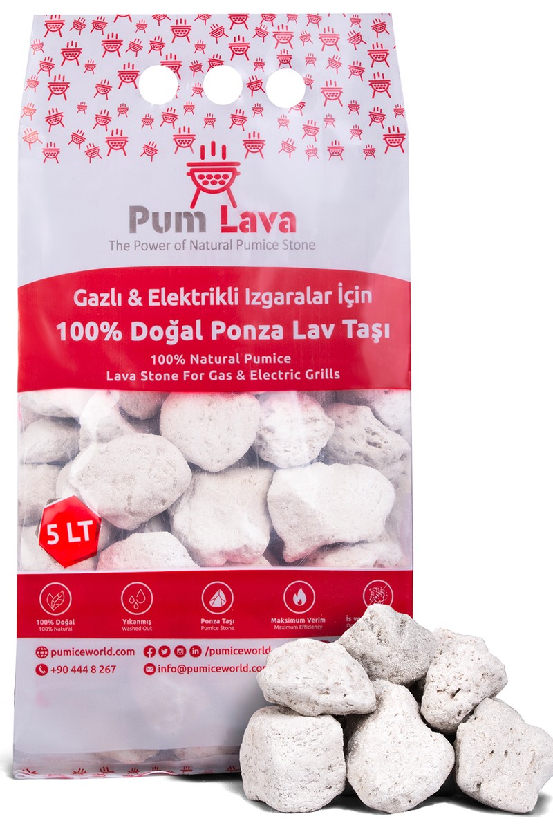 Pumice World Lav Taşı Beyaz, Ponza Mangal Taşı, Mangal Kömürü, Izgara Taşı