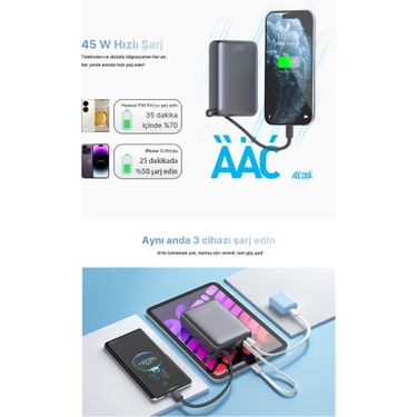 Qcy Qcy 20000MAH - Powerbank Siyah - 45W Hızlı Şarj - Taşınabilir Şarj — 3. ürün görseli