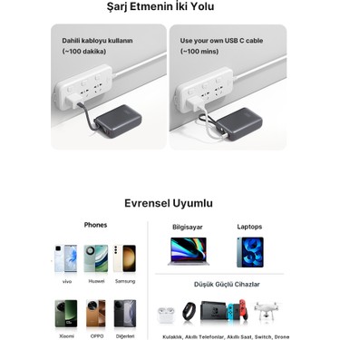 Qcy Qcy 20000MAH - Powerbank Siyah - 45W Hızlı Şarj - Taşınabilir Şarj — 4. ürün görseli
