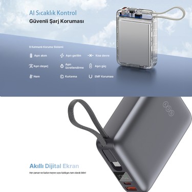 Qcy Qcy 20000MAH - Powerbank Siyah - 45W Hızlı Şarj - Taşınabilir Şarj — 5. ürün görseli