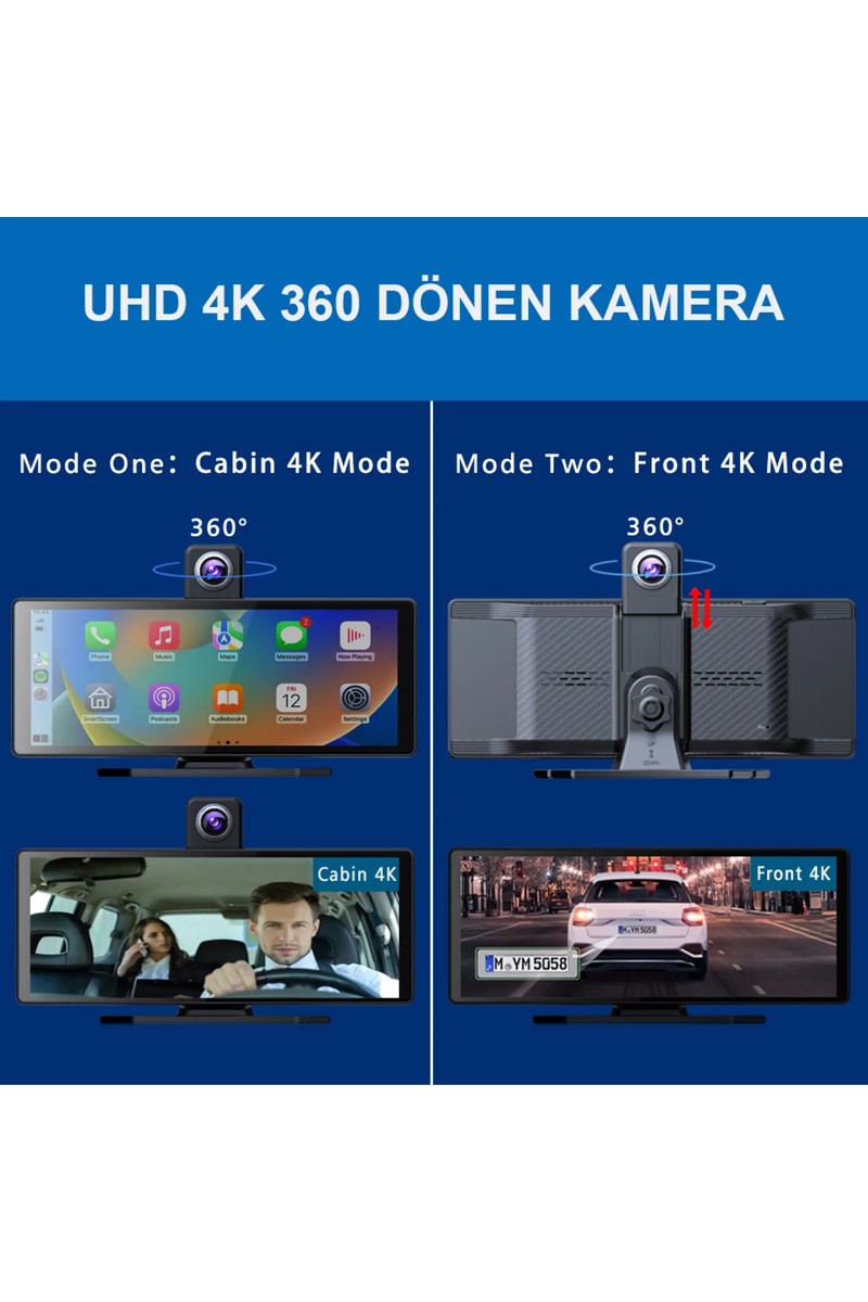 Radoon Radoon Yeni Tasarım Kablosuz Carplay Android Auto Uyumlu 4K 10.2 Inç Çift Kameralı Araç Multimedya Ekranı — 2. ürün görseli