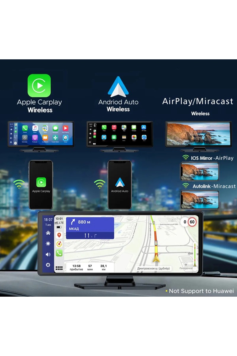 Radoon Radoon Yeni Tasarım Kablosuz Carplay Android Auto Uyumlu 4K 10.2 Inç Çift Kameralı Araç Multimedya Ekranı — 3. ürün görseli