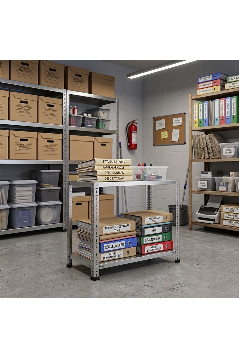 Rafburada Rafburada 2 Katlı Galvaniz Çelik Raf - Depo, Arşiv, Kiler, Dosya, Market Rafı - 31x60 cm-50 cm-0.70 mm — 2. ürün görseli