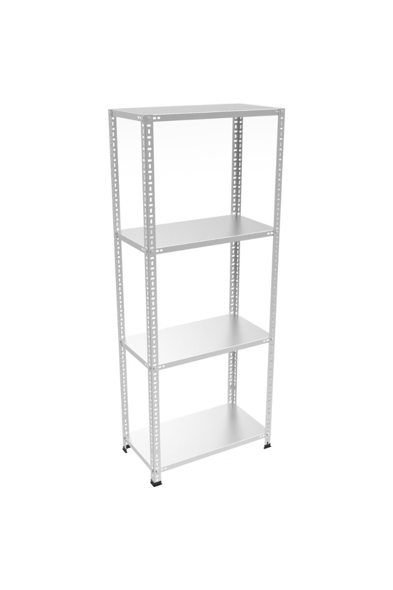 Rafburada 4 Katlı Galvaniz Çelik Raf - Depo, Arşiv, Kiler, Dosya, Market Rafı - 31x60 cm-100 cm-0.70 mm