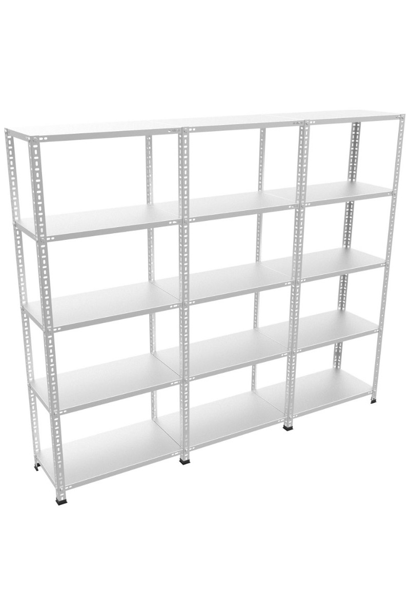 Rafburada Rafburada 5 Katlı 3'lü Galvaniz Çelik Raf - Depo, Arşiv, Kiler, Dosya, Market Rafı - 31x60 cm-200 cm-0.70 mm — 2. ürün görseli